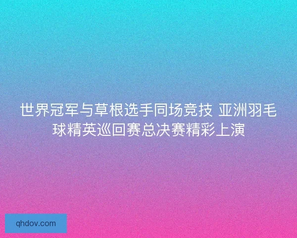 世界冠军与草根选手同场竞技 亚洲羽毛球精英巡回赛总决赛精彩上演